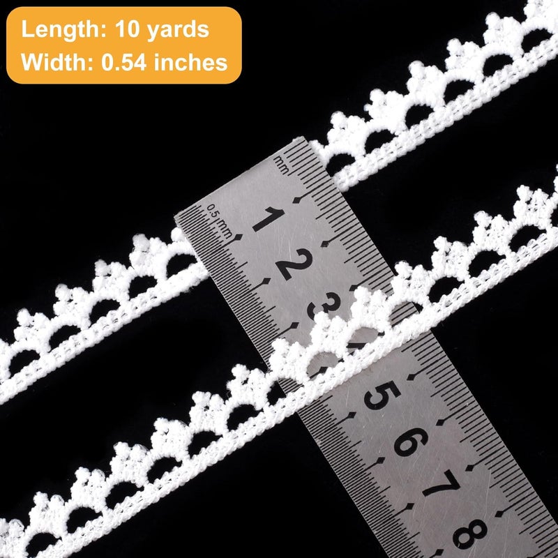 Deozu 5 Yards White Lace Trim, Vintage Crocheted Lace Ribbons, Embroidery Laces for DIY Crafts, Bouquet, Sewing, Wedding, Wrapping, Decoration (0.54" Wide) - Image 2